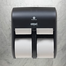 Compact® 4-Roll Quad Coreless Toilet Paper Dispenser by GP PRO, Black, 11.750” W x 6.900” D x 13.250