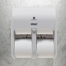 Compact® 4-Roll Quad Coreless Toilet Paper Dispenser by GP PRO, White, 11.750” W x 6.900” D x 13.250