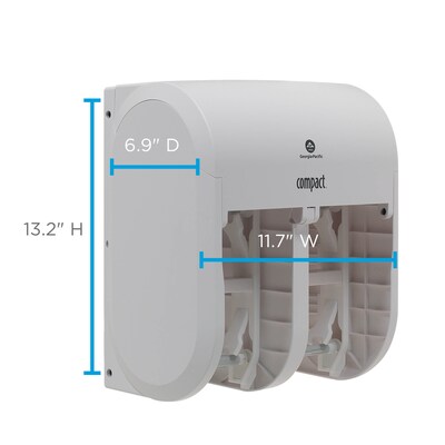 Compact 4-Roll Quad Coreless Toilet Paper Dispenser by GP PRO, White (56747A)