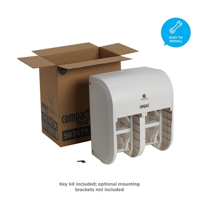 Compact 4-Roll Quad Coreless Toilet Paper Dispenser by GP PRO, White (56747A)