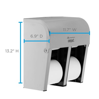 Compact 4-Roll Quad Coreless Toilet Paper Dispenser by GP PRO, Stainless Steel (56748)
