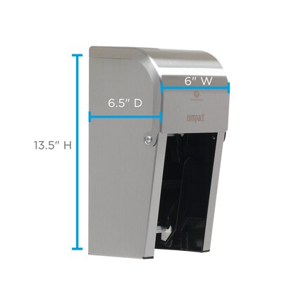 Compact 2-Roll Vertical Coreless Toilet Paper Dispenser by GP PRO, Stainless (56782)