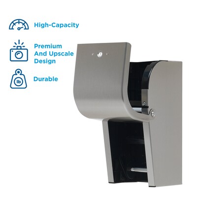 Compact 2-Roll Vertical Coreless Toilet Paper Dispenser by GP PRO, Stainless (56782)