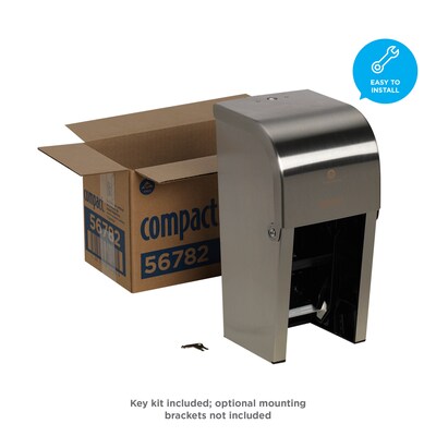 Compact 2-Roll Vertical Coreless Toilet Paper Dispenser by GP PRO, Stainless (56782)