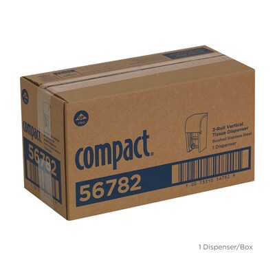 Compact 2-Roll Vertical Coreless Toilet Paper Dispenser by GP PRO, Stainless (56782)
