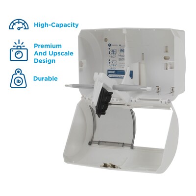 Compact 2-Roll Side-by-Side Coreless Toilet Paper Dispenser by GP PRO, White (56797A)