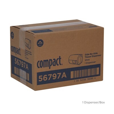 Compact 2-Roll Side-by-Side Coreless Toilet Paper Dispenser by GP PRO, White (56797A)