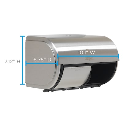 Compact 2-Roll Side-by-Side Coreless Toilet Paper Dispenser by GP PRO, Stainless (56798)