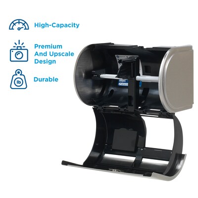 Compact 2-Roll Side-by-Side Coreless Toilet Paper Dispenser by GP PRO, Stainless (56798)