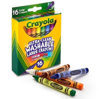 Crayola Washable Crayons 16CT Large, Assorted. Sold as a set of 6, each box has 16 crayons for a tot