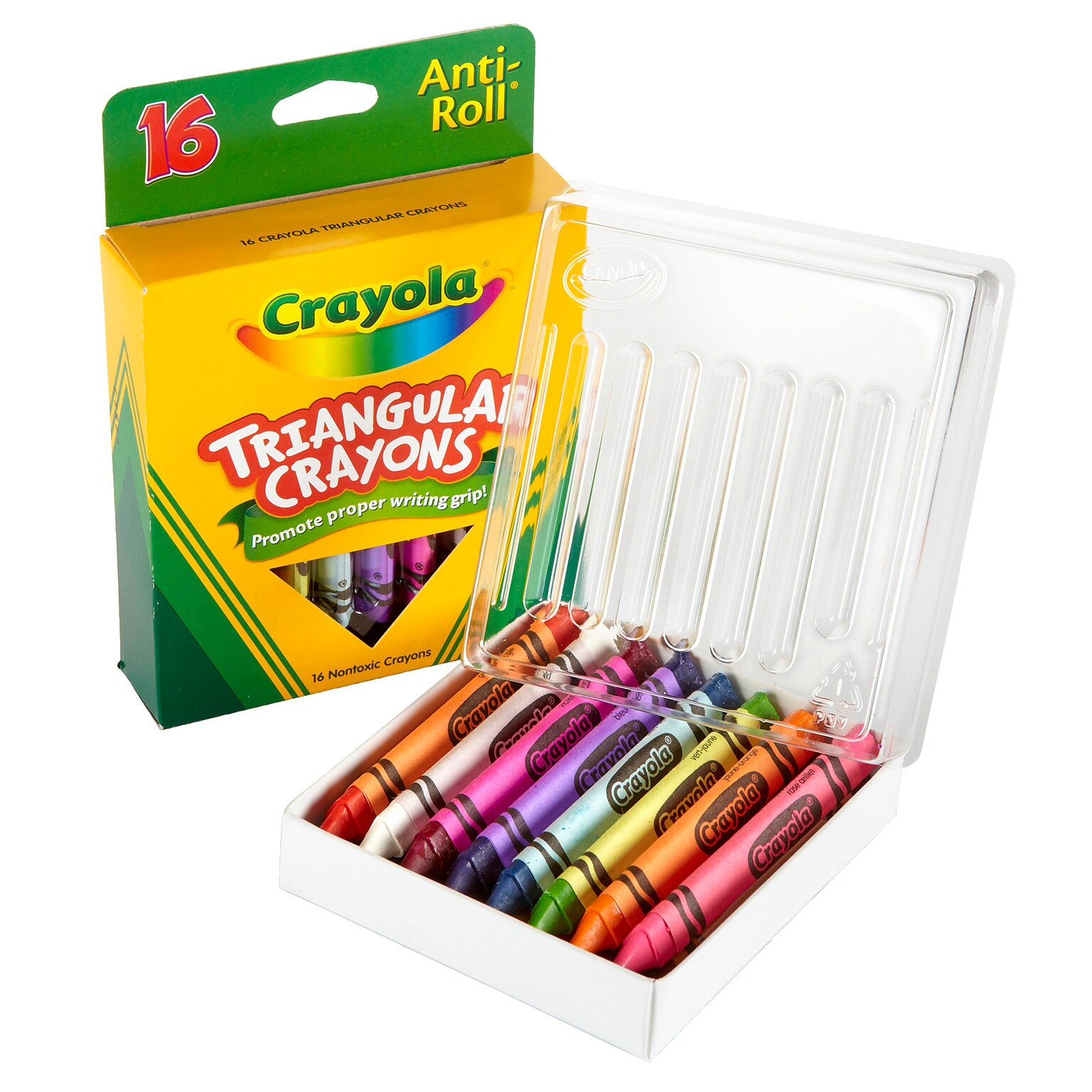 Crayola Triangular Crayon, Assorted Colors, 16/Box (52-4016)