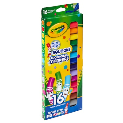 Pip Squeaks Markers 16ct Short Washable In Peggable Pouch, assorted, Sold as a set of 4, each box has 16 markers(BIN588703)
