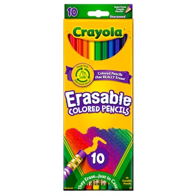 Crayola  Erasable Colored Pencils, Assorted Colors ,10/Box (68-4410)