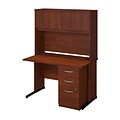 Bush Business Furniture Westfield Elite 48W x 30D C Leg Desk with Storage, Hansen Cherry, Installed (SRE169HCSUFA)
