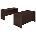 Bush Business Furniture Westfield Elite 60W x 30D Desk with Credenza, Mocha Cherry, Installed (SRE120MRFA)