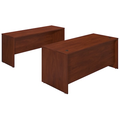 Bush Business Furniture Westfield Elite 72W x 30D Desk with Credenza, Hansen Cherry, Installed (SRE125HCFA)