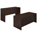 Bush Business Furniture Westfield Elite 72W x 30D Desk with Standing Height Credenza, Mocha Cherry (SRE127MR)