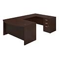Bush Business Furniture Westfield Elite 60W x 36D Bow Front U Shaped Desk with 3 Drawer Pedestal, Hansen Cherry (SRE134MRSU)