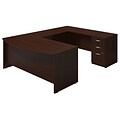 Bush Business Furniture Westfield Elite 72W Bow U Shaped Desk with 3 Drawer Pedestal, Mocha Cherry, Installed (SRE136MRSUFA)