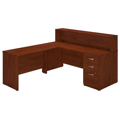 Bush Business Furniture Westfield Elite 72W x 30D Straight Reception Desk with Storage, Hansen Cherry, Installed (SRE141HCSUFA)