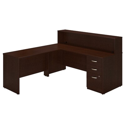 Bush Business Furniture Westfield Elite 72W x 30D Straight Reception Desk with Storage, Mocha Cherry, Installed (SRE141MRSUFA)
