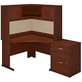 Bush Business Furniture Westfield Elite 48W x 48D C Leg Corner Desk with Hutch and Storage, Hansen Cherry (SRE144HCSU)