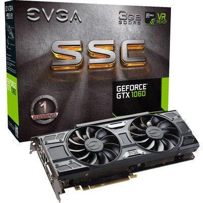 EVGA GeForce GTX 1060 Graphic Card, 1.61 GHz Core, 1.84 GHz Boost Clock, 3 GB GDDR5, Dual Slot Space