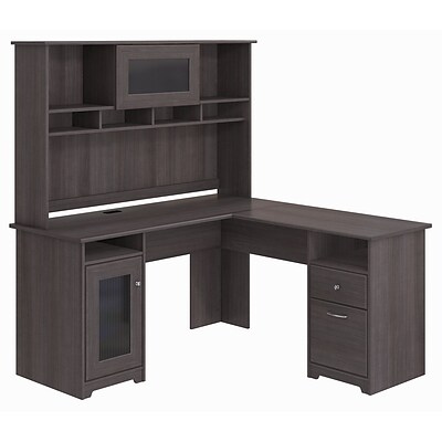Bush Furniture Cabot L Shaped Desk with Hutch, Heather Gray (CAB001HRG)