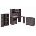 Bush Furniture Cabot Corner Desk with Hutch, Lateral File Cabinet and 6 Cube Organizer, Heather Gray (CAB002HRG)