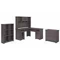 Bush Furniture Cabot L Shaped Desk with Hutch, 6 Cube Organizer and Lateral File Cabinet, Heather Gray (CAB003HRG)