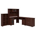 Bush Furniture Cabot L Shaped Desk with Hutch, 6 Cube Organizer and Lateral File Cabinet, Harvest Cherry (CAB003HVC)