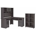 Bush Furniture Cabot L Shaped Desk with Hutch and 6 Cube Organizer, Heather Gray (CAB004HRG)