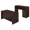 Bush Business Furniture Westfield Elite 60W Bow Front Desk with Standing Height Desk and Storage, Mocha Cherry (SRE218MRSU)