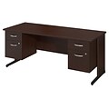 Bush Business Furniture Westfield Elite 72W x 30D C Leg Desk with Two 3/4 Pedestals, Mocha Cherry, Installed (SRE200MRSUFA)