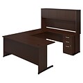 Bush Business Furniture Westfield Elite 72W x 30D C Leg U Shaped Desk with Storage, Mocha Cherry, Installed (SRE214MRSUFA)