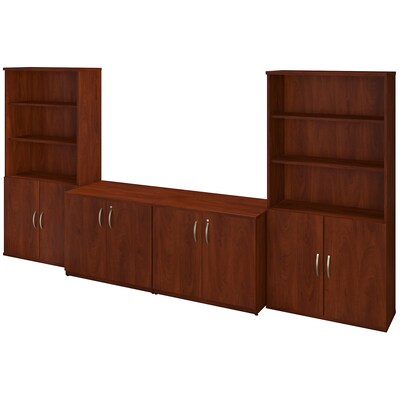 Bush Business Furniture Westfield Elite 36W Storage Cabinets with Bookcases, Hansen Cherry, Installed (SRE224HCFA)
