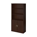 Bush Business Furniture Westfield Elite 36W 5 Shelf Bookcase with Doors, Mocha Cherry, Installed (SRE221MRFA)