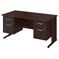 Bush Business Furniture Westfield Elite 60W x 30D C Leg Desk with Two 3/4 Pedestals, Mocha Cherry, Installed (SRE196MRSUFA)
