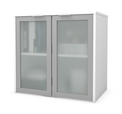 Bestar® I3 Plus Hutch with Frosted Glass Doors in White (160521-1117)