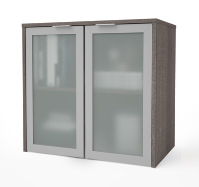 Bestar® I3 Plus Hutch with Frosted Glass Doors in Bark Gray (160521-1147)