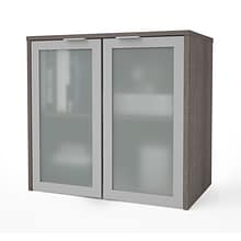Bestar® I3 Plus Hutch with Frosted Glass Doors in Bark Gray (160521-1147)
