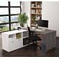 Bestar I3 Plus L-Desk with Two Drawers in Bark Gray & White (160850-4717)