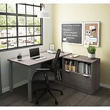 Bestar I3 Plus L-Desk with One File Drawer in Bark Gray (160852-47)