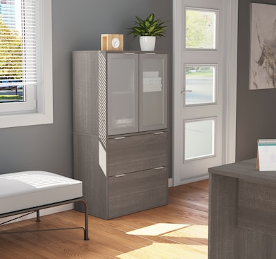 Bestar I3 Plus Lateral File with Storage Cabinet in Bark Gray (160870-47)