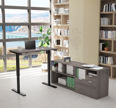 Bestar I3 Plus Height Adjustable L-Desk in Bark Gray (160885-47)