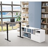Bestar I3 Plus Height Adjustable L-Desk in Bark Gray & White (160885-4717)
