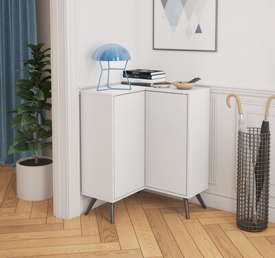 Bestar Small Space Krom Corner Storage Unit in White (17162-1117)