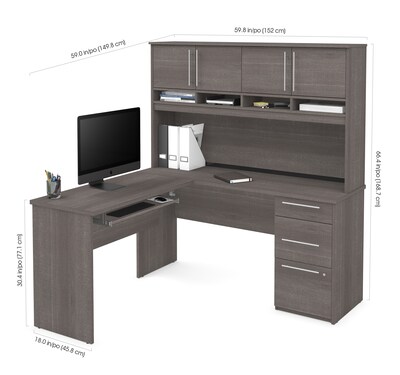 Bestar Innova Plus L-Shaped Desk in Bark Gray (92421-47)