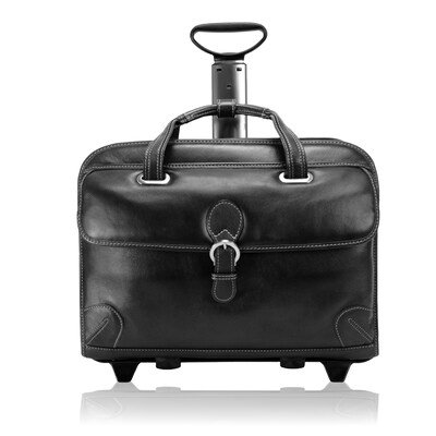 Siamod VERNAZZA, CARUGETTO, Napa Cashmere Leather, Patented Detachable -Wheeled Laptop Briefcase, Black (45295)
