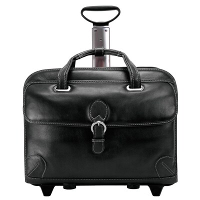 Siamod VERNAZZA, CARUGETTO, Napa Cashmere Leather, Patented Detachable -Wheeled Laptop Briefcase, Black (45295)